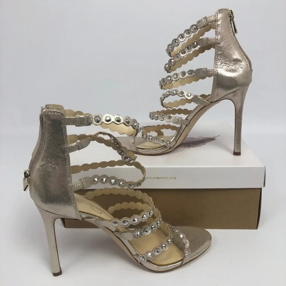 Jessica Simpson Womens Jezalynn Dress Sandals Gilded Gold 9.5M